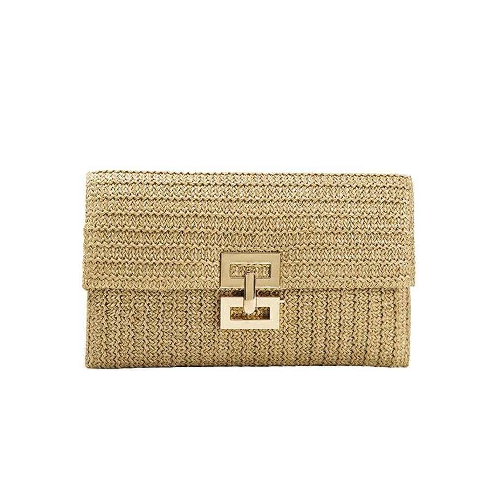 Woven Flap Clutch Purse Pleated Straw Bag Handbag Vacation Beach Bags >:)